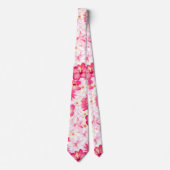 Cravate Fleurs tropicales rose et blanche (Devant)