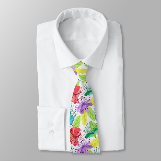 Cravate Fleurs tropicales sans couture motif (Attaché)