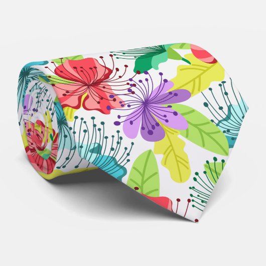 Cravate Fleurs tropicales sans couture motif (Roulé)