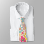 Cravate Fleurs Vagues Pastel Retro (Attaché)