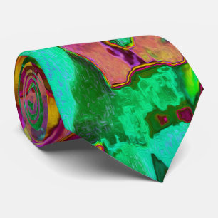 Cravate Fleurs vert émeraude psychédélique Trippy