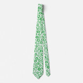Cravate Fleurs - Vert herbe sur blanc (Devant)