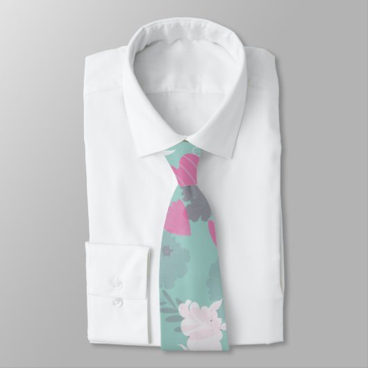 Cravate fleurs vertes (Attaché)