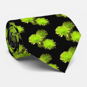 Cravate Fleurs Vertes Attache (Roulé)