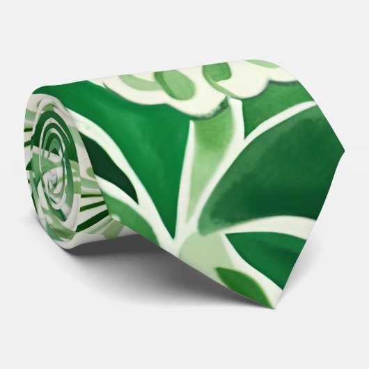 Cravate Fleurs vertes, design floral élégant (Roulé)