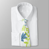 Cravate Fleurs vertes et bleues (Attaché)