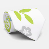 Cravate Fleurs vertes et bleues (Roulé)