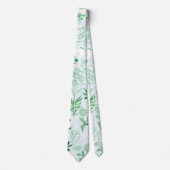 Cravate Fleurs vertes Peinture Botanique (Devant)