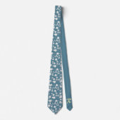 Cravate Fleurs vintages Bleu antique Personnaliser Initial (Devant)