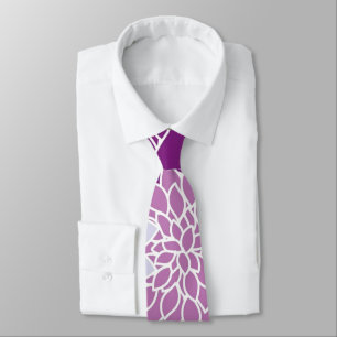Cravate Fleurs vintages d'aster. pourpre, lilas, violette