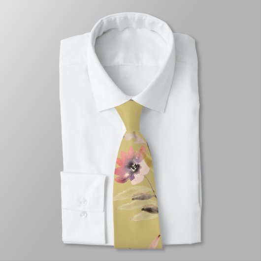 Cravate Fleurs vintages et Feuilles (Attaché)