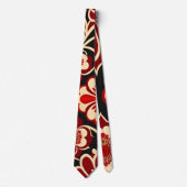 Cravate Fleurs vintages Motif Floral Rouge Vert (Devant)