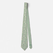 Cravate Fleurs vintages Vert antique Personnaliser Initial (Devant)