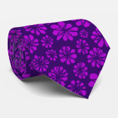 Cravate Fleurs - Violet sur violet profond (Roulé)
