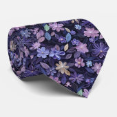 Cravate Fleurs Violettes (Roulé)