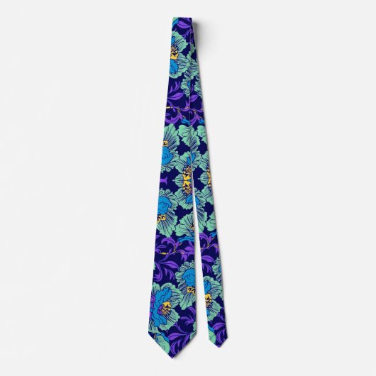 Cravate Fleurs violettes et bleues William Morris (Devant)