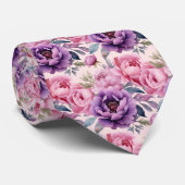 Cravate Fleurs violettes violettes roses et violettes (Roulé)