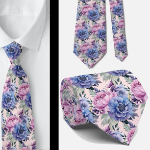 Cravate Fleurs violettes violettes violettes violettes ros