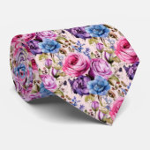 Cravate Fleurs violettes violettes violettes violettes ros (Roulé)
