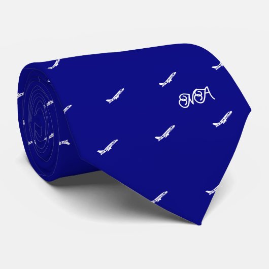 Cravate Flighline Mode Avions AzureModèle Monogramme (Roulé)