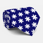 Cravate Flocon de neige Asterisk - Blanc sur Bleu foncé (Roulé)