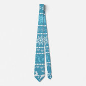 Cravate Flocon de neige bleu Reindeen de Noël (Devant)