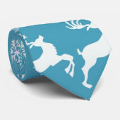 Cravate Flocon de neige bleu Reindeen de Noël (Roulé)