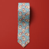 Cravate Flocon de neige de Noël du Père Noël bleu clair