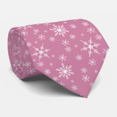 Cravate Flocon de neige de Noël rose (Roulé)