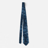 Cravate Flocon de neige d'hiver Bleu de minuit Monogramme  (Dos)