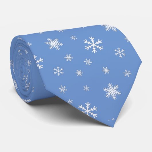 Cravate Flocon de neige d'hiver Motif bleu clair Noël (Roulé)