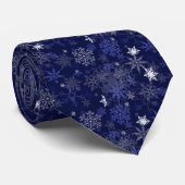 Cravate Flocon de neige en bleu, Noël, Fêtes (Roulé)