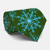 Cravate Flocon de neige motif bleu D vert BG (Roulé)