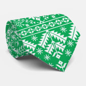 Cravate Flocon de neige vert et île fériée florale de Noël (Roulé)