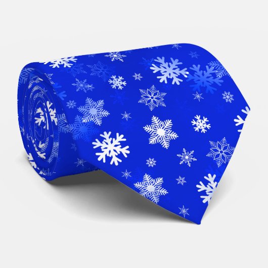 Cravate Flocons de neige bleu-clair (Roulé)