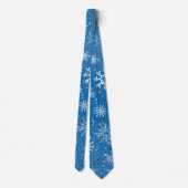 Cravate Flocons de Neige Bleus Classique Hiver Blanc (Dos)