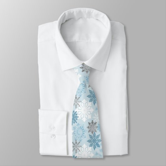 Cravate Flocons de neige bleus d'hiver (Attaché)