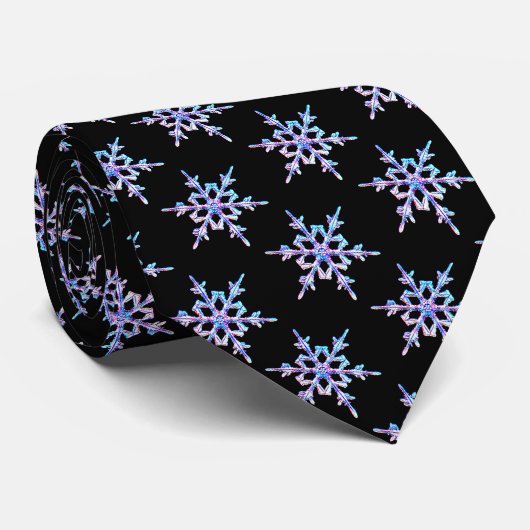 Cravate Flocons de neige, cristal iridescent en pastel sur (Roulé)