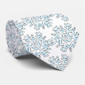 Cravate Flocons de neige de Noël bleus, motif de blizzard (Roulé)