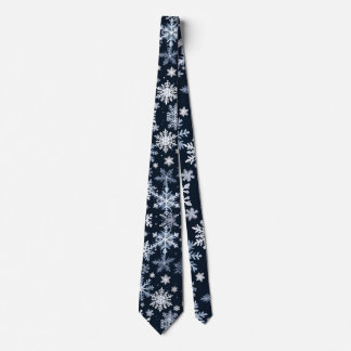 Cravate Flocons de neige motif hivernal bleu froid mignon