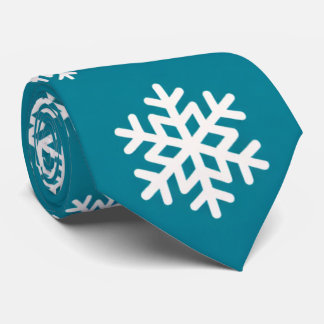 Cravate Flocons de neige sarcelle et blanc minimaliste pou