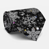 Cravate Flocons de Noël élégants ours brun (Roulé)