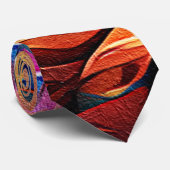 Cravate Floral Abstract Art Orange Red Blue Flowers (Roulé)