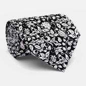 Cravate Floral Black and White Rose Vine Pattern (Roulé)