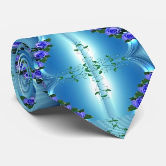 Cravate Floral bleu #2 (Roulé)