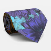 Cravate Floral bleu et marron (Roulé)