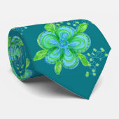 Cravate Floral bleu et turquoise (Roulé)