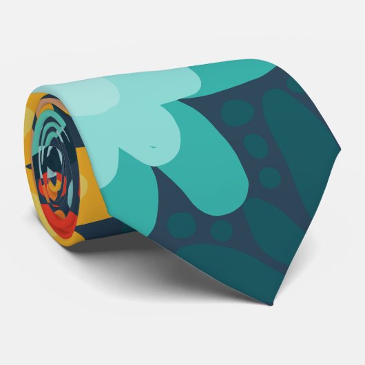 Cravate Floral bleu foncé moderne (Roulé)