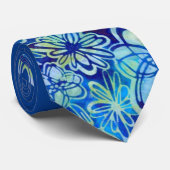 Cravate floral bleu tropical (Roulé)