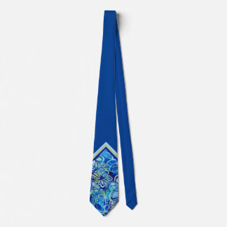Cravate floral bleu tropical
